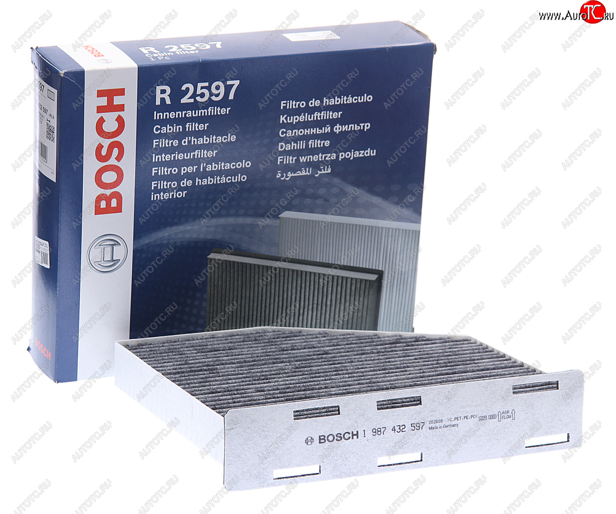 1 179 р. Фильтр воздушный салона VW Golf 5,Passat 6,Jetta 3 AUDI A3 SKODA Octavia (04-) угольный BOSCH BOSCH 1987432597  с доставкой в г. Вологда