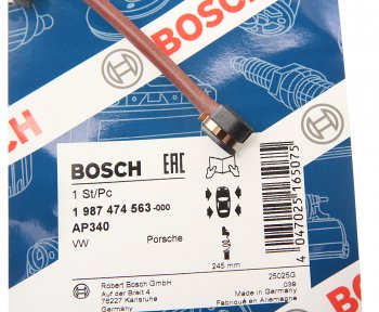 639 р. Датчик износа тормозных колодок VW Touareg AUDI Q7 задний BOSCH BOSCH 1987474563  с доставкой в г. Вологда. Увеличить фотографию 2