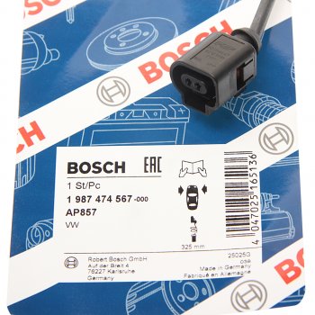 579 р. Датчик износа тормозных колодок VW Touareg (10-) передний (1шт.) BOSCH BOSCH 1987474567 BOSCH 1987474567  с доставкой в г. Вологда. Увеличить фотографию 2