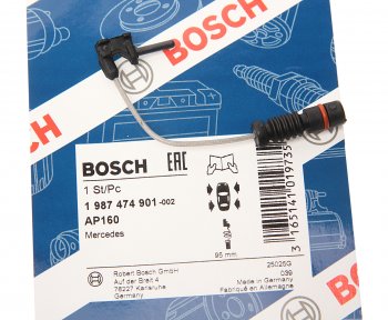 173 р. Датчик износа тормозных колодок MERCEDES C (W202),E (W210),G (W461) передний (1шт.) BOSCH BOSCH 1987474901  с доставкой в г. Вологда. Увеличить фотографию 2