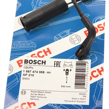 819 р. Датчик износа тормозных колодок BMW 5 (E39) передний BOSCH BOSCH 1987474958  с доставкой в г. Вологда. Увеличить фотографию 2