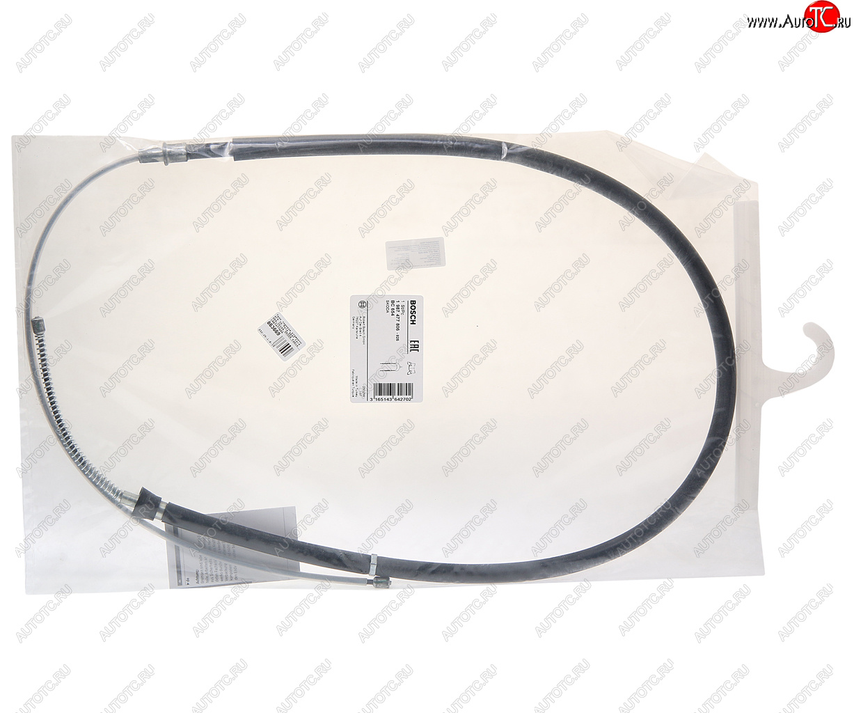 1 239 р. Трос стояночного тормоза VW Polo SEAT Cordoba,Ibiza SKODA Fabia левыйправый BOSCH BOSCH 1987477806  с доставкой в г. Вологда