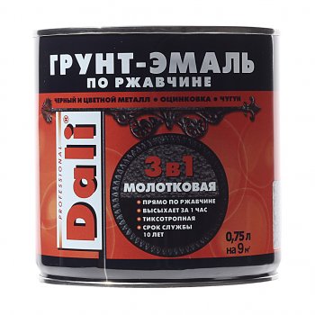 Грунт-эмаль по ржавчине серебристый молотковый 0.75л DALI DALI 20407