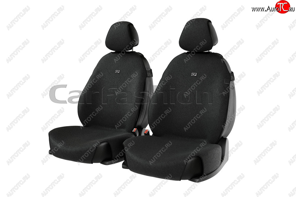999 р. Универсальные чехлы сидений (майка, 4 предм., полиэстер) Forum Front CARFASHION   (черные)  с доставкой в г. Вологда