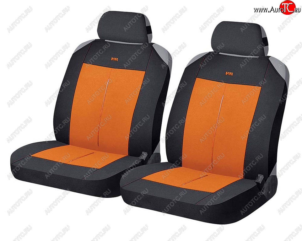 849 р. Универсальные чехлы сидений (майка, 4 предм., полиэстер) Vertical Front CARFASHION   (черно-оранжевые)  с доставкой в г. Вологда