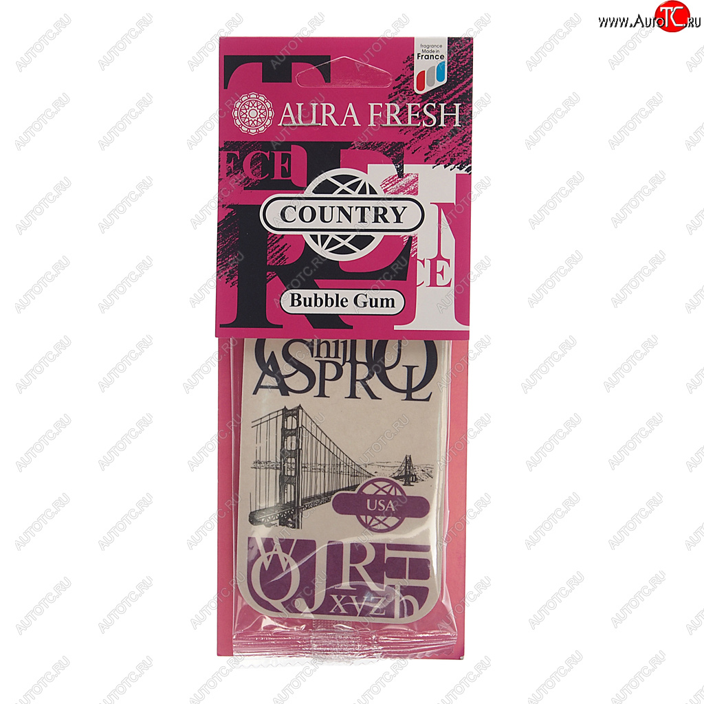 90 р. Ароматизатор подвесной картонный (bubble gum) Country AURA FRESH AURA FRESH 23018  с доставкой в г. Вологда