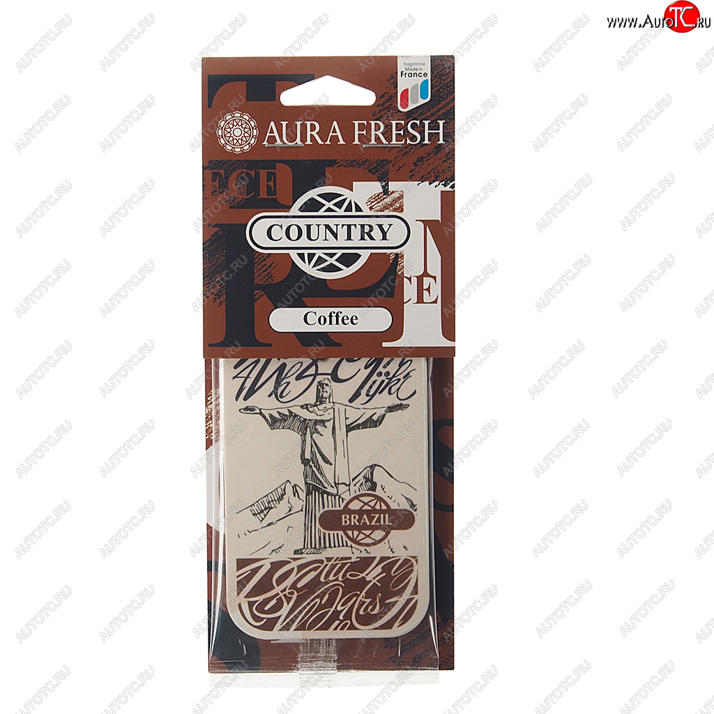 90 р. Ароматизатор подвесной картонный (coffee) Country AURA FRESH AURA FRESH 23020  с доставкой в г. Вологда