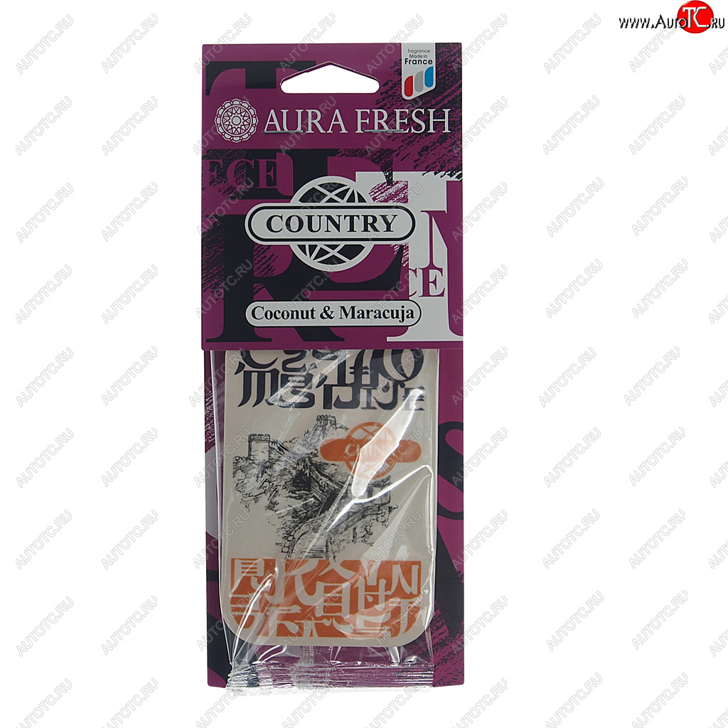 90 р. Ароматизатор подвесной картонный (coconut&maracuja) Country AURA FRESH AURA FRESH 23022  с доставкой в г. Вологда