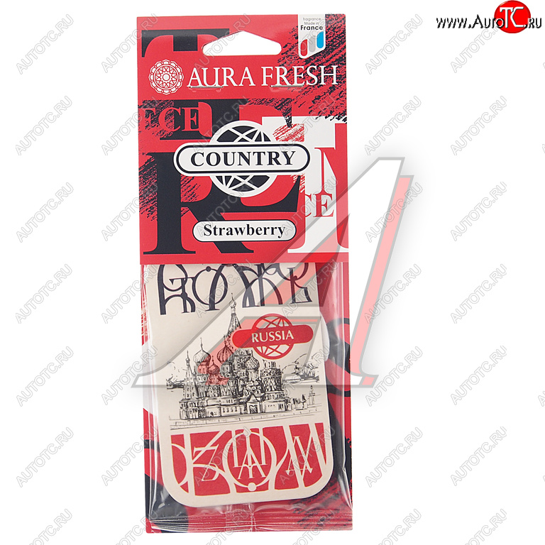 90 р. Ароматизатор подвесной картонный (strawberry) Country AURA FRESH AURA FRESH 23026  с доставкой в г. Вологда
