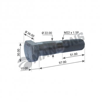 275 р. Шпилька колеса BPW (M22x1.5x9762) MANSONS MANSONS 300.204  с доставкой в г. Вологда. Увеличить фотографию 3