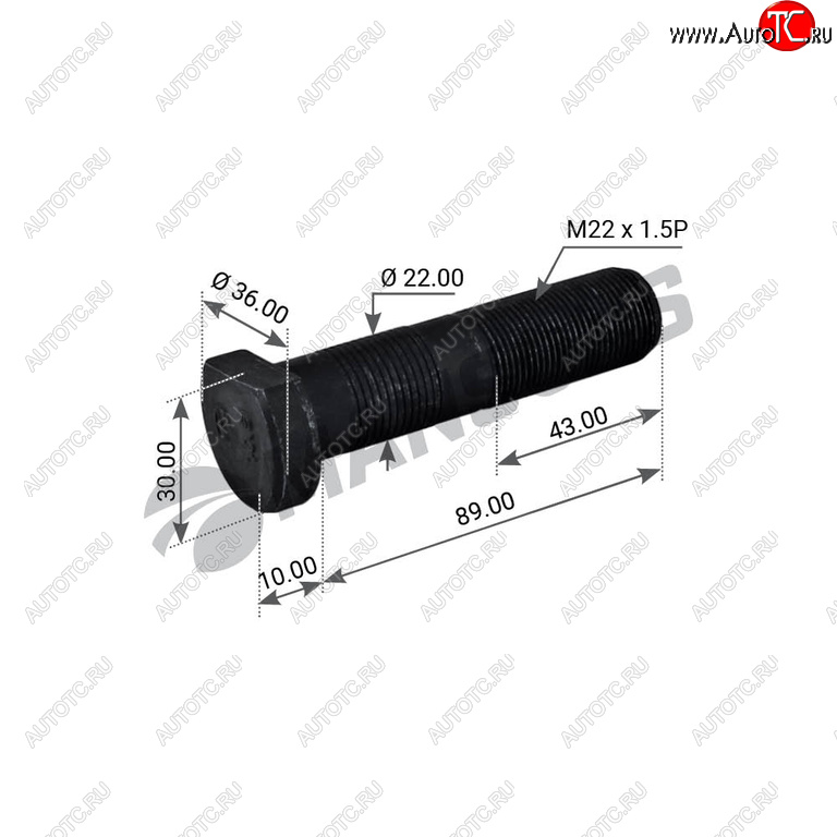 284 р. Шпилька колеса BPW (M22х1.5х89) дисковые тормоза MANSONS MANSONS 300.205  с доставкой в г. Вологда