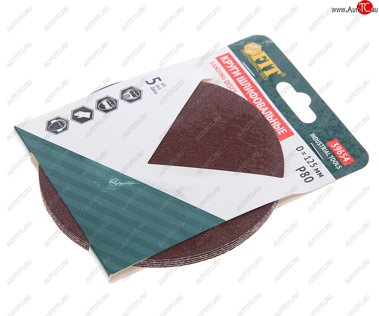 99 р. Бумага наждачная на липучке D125 Р80 5шт. FIT FIT 39654  с доставкой в г. Вологда