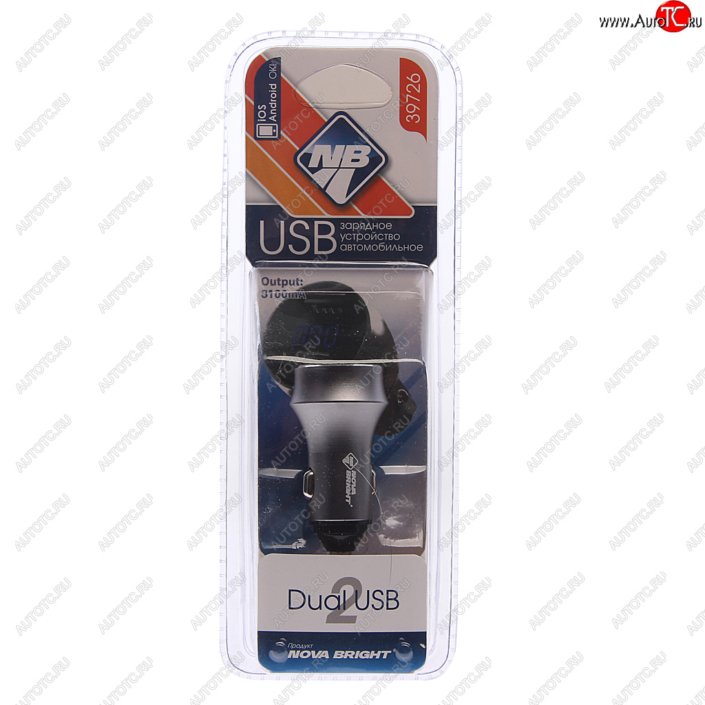 399 р. Устройство зарядное в прикуриватель 2USB 12-24V с вольтметром NOVA BRIGHT NOVA BRIGHT 39726  с доставкой в г. Вологда
