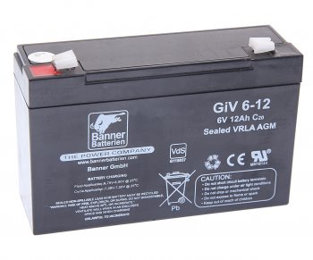 Аккумулятор BANNER GIV 12Ач BANNER 3ст12 giv 06-12