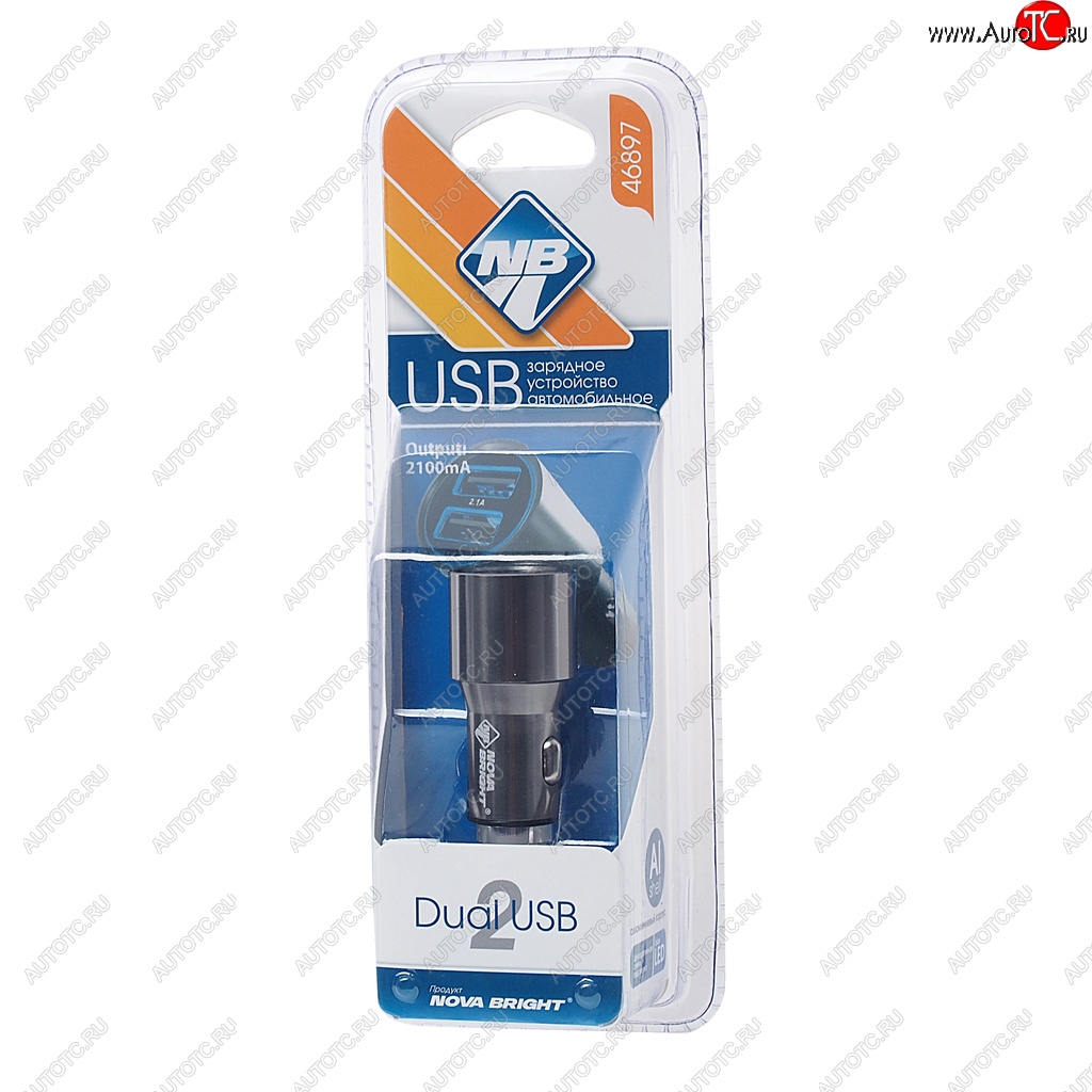339 р. Устройство зарядное в прикуриватель 2USB 12V 2.1А NOVA BRIGHT NOVA BRIGHT 46897  с доставкой в г. Вологда