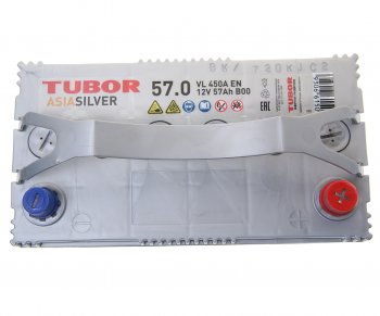 8 299 р. Аккумулятор TUBOR Asia Silver 57Ач обратная полярность TUBOR 6ст57(0) b24l  с доставкой в г. Вологда. Увеличить фотографию 2