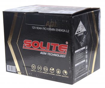 21 499 р. Аккумулятор SOLITE AGM 60Ач обратная полярность SOLITE 6ст60(0) agm60l  с доставкой в г. Вологда. Увеличить фотографию 3