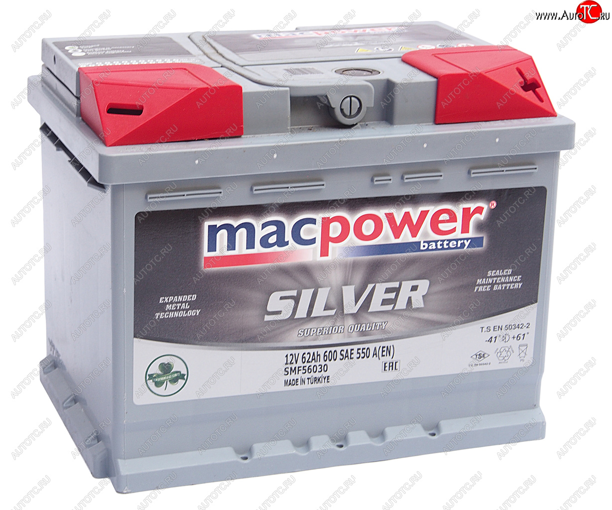 8 849 р. Аккумулятор MACPOWER 62Ач обратная полярность MACPOWER 6ст62(0) smf56030  с доставкой в г. Вологда