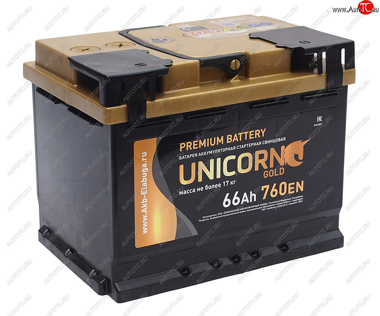 10 399 р. Аккумулятор UNICORN Gold 66Ач обратная полярность UNICORN 6ст66(0)  с доставкой в г. Вологда