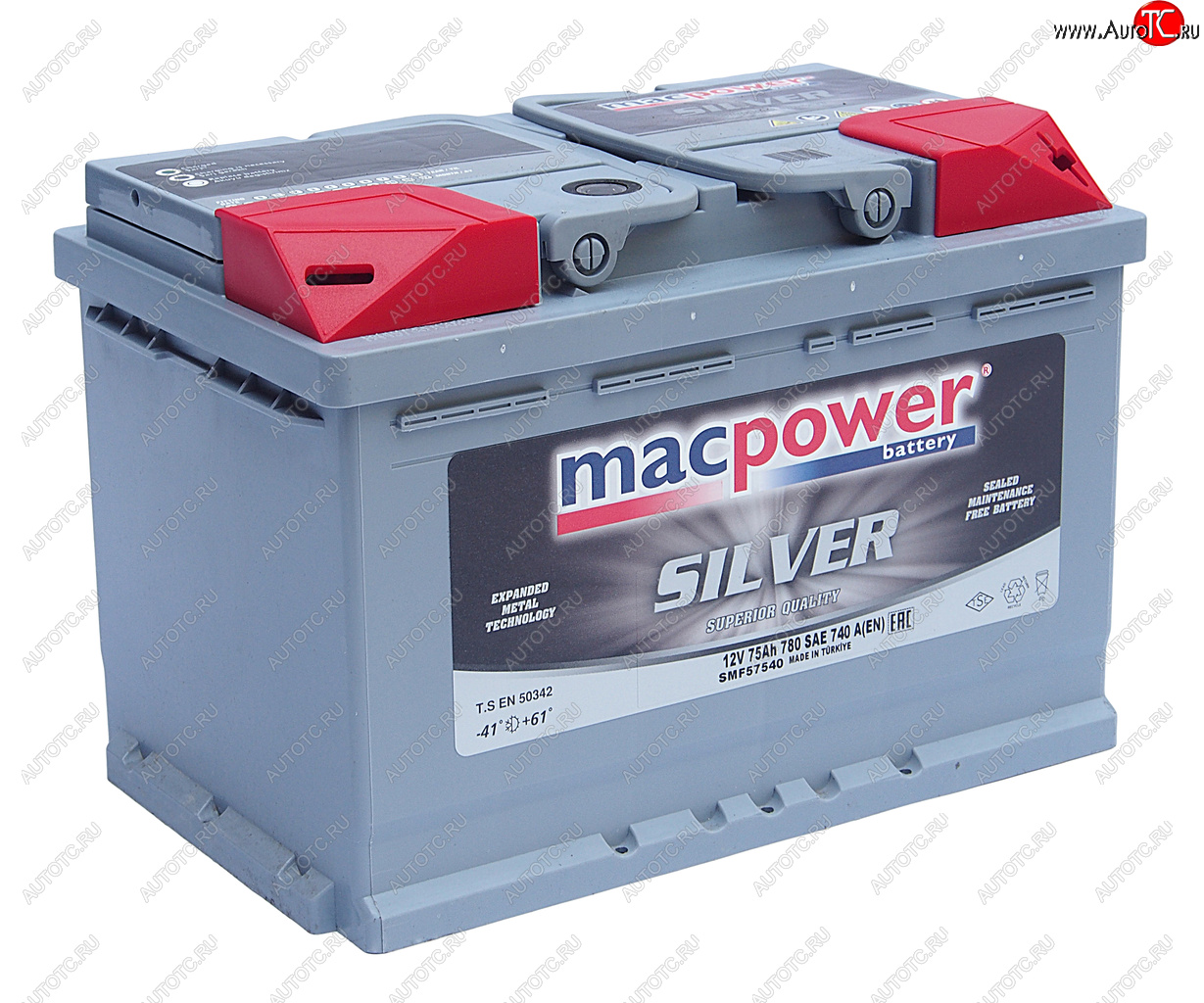 12 599 р. Аккумулятор MACPOWER 75Ач обратная полярность MACPOWER 6ст75(0) smf57540  с доставкой в г. Вологда