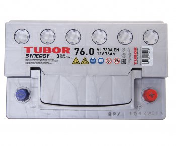 12 399 р. Аккумулятор TUBOR Synergy 76Ач обратная полярность TUBOR 6ст76(0)  с доставкой в г. Вологда. Увеличить фотографию 2