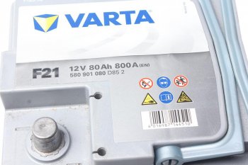 31 999 р. Аккумулятор VARTA Silver Dynamic AGM 80Ач обратная полярность VARTA 6ст80(0) f21 (a6)  с доставкой в г. Вологда. Увеличить фотографию 2