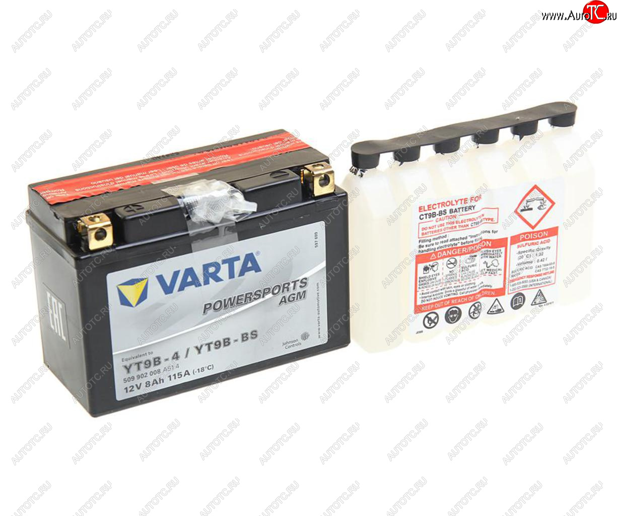 5 249 р. Аккумулятор VARTA MOTO AGM 8Ач VARTA 6ст8 509 902 008 (yt9b-4(bs))  с доставкой в г. Вологда