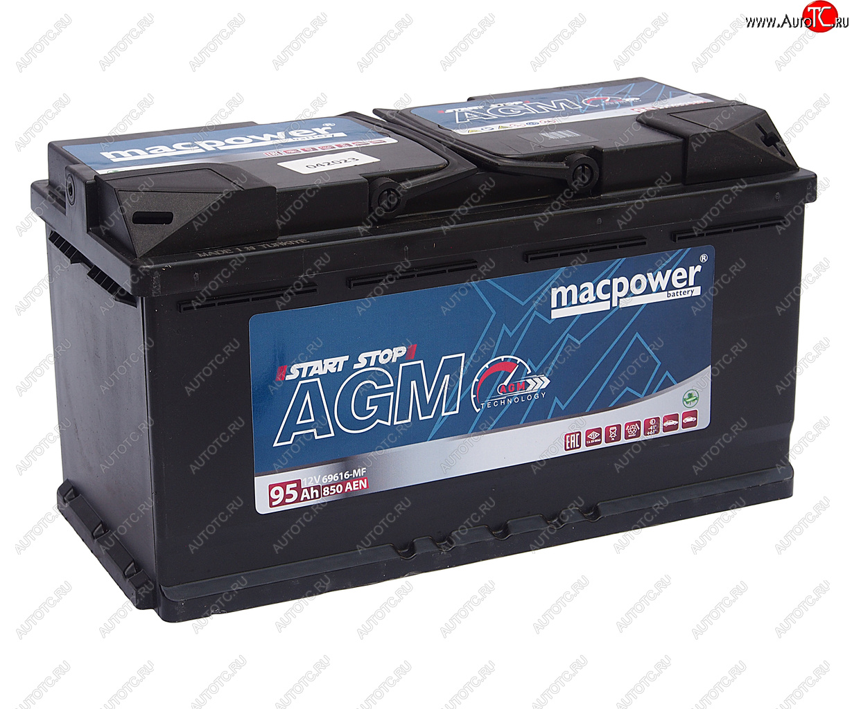 28 599 р. Аккумулятор MACPOWER AGM 95Ач обратная полярность MACPOWER 6ст95(0) 95agm69616  с доставкой в г. Вологда