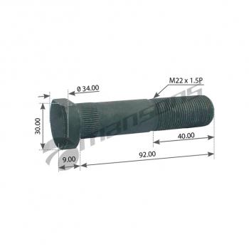 Шпилька колеса IVECO (M22x1.5х92) MANSONS MANSONS 750.018