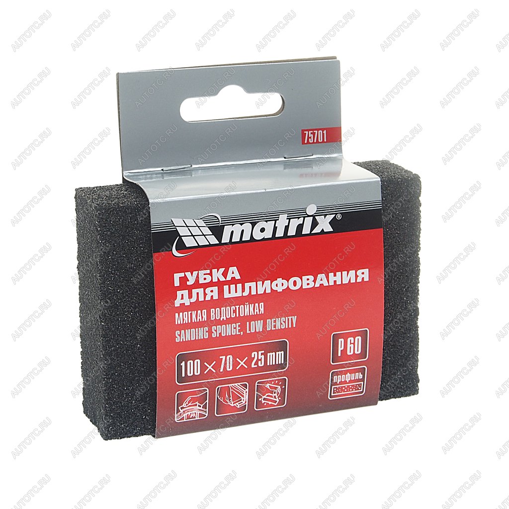 95 р. Губка абразивная Р60 мягкая MATRIX MATRIX 75701  с доставкой в г. Вологда