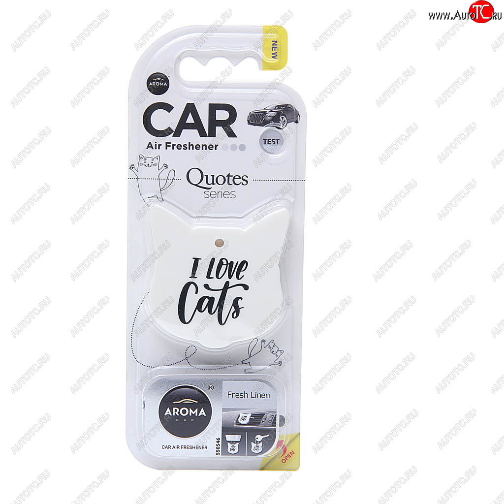 294 р. Ароматизатор на дефлектор полимерный (fresh linen) Quotes Cat AROMA CAR AROMA CAR 83195  с доставкой в г. Вологда