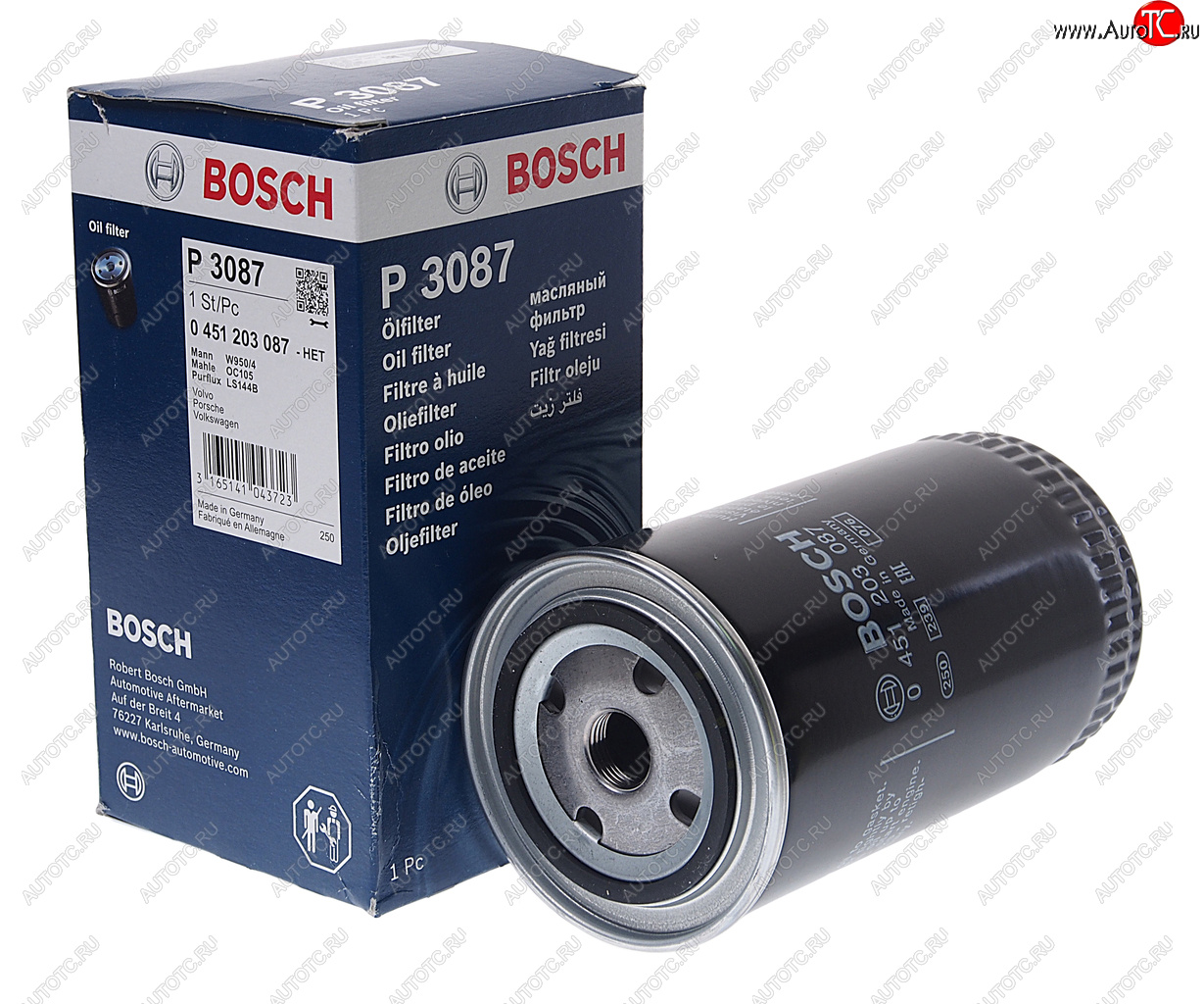 1 079 р. Фильтр масляный VW T4 (90-03),LT28-55 (-96) (DTDI) BOSCH BOSCH 0451203087  с доставкой в г. Вологда