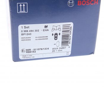 4 949 р. Колодки тормозные передние (4шт.) BOSCH Mercedes-Benz GLK class X204 дорестайлинг (2008-2012)  с доставкой в г. Вологда. Увеличить фотографию 4