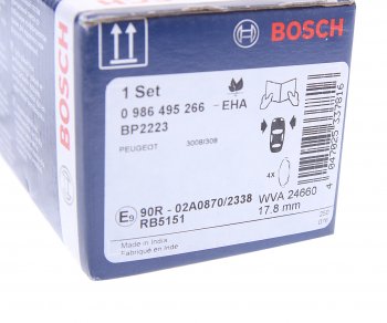 3 099 р. Колодки тормозные передние (4шт.) BOSCH Peugeot 3008 дорестайлинг (2009-2013)  с доставкой в г. Вологда. Увеличить фотографию 4