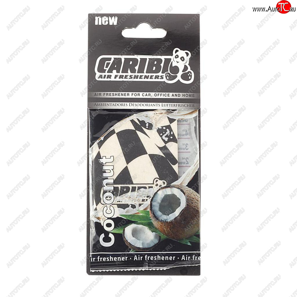 94 р. Ароматизатор подвесной пластина (кокос) Formula-1 CARIBI CARIBI 91527  с доставкой в г. Вологда
