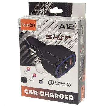 459 р. Устройство зарядное в прикуриватель 2USB 12V FAISON FAISON a12 ship black FAISON a12 ship black  с доставкой в г. Вологда. Увеличить фотографию 3