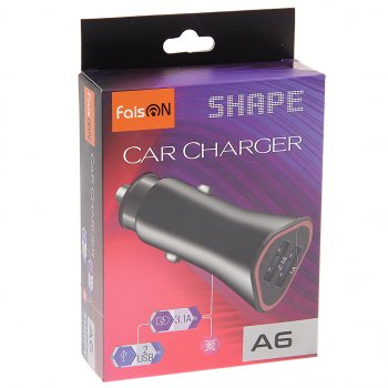 479 р. Устройство зарядное в прикуриватель 2USB 12V FAISON FAISON a-6 black  с доставкой в г. Вологда. Увеличить фотографию 3