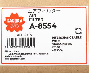 1 059 р. Фильтр воздушный JCB 3CX,4CX внутренний (дв.PERKINS) SAKURA SAKURA a8554  с доставкой в г. Вологда. Увеличить фотографию 4