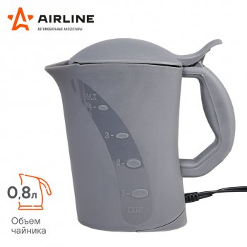 939 р. Чайник автомобильный 12V 120Вт 0.8л серый AIRLINE AIRLINE abk-12-01  с доставкой в г. Вологда. Увеличить фотографию 6