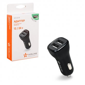 349 р. Устройство зарядное в прикуриватель 2USB 12-24V 2.1А AIRLINE AIRLINE ach-2u-04  с доставкой в г. Вологда. Увеличить фотографию 3