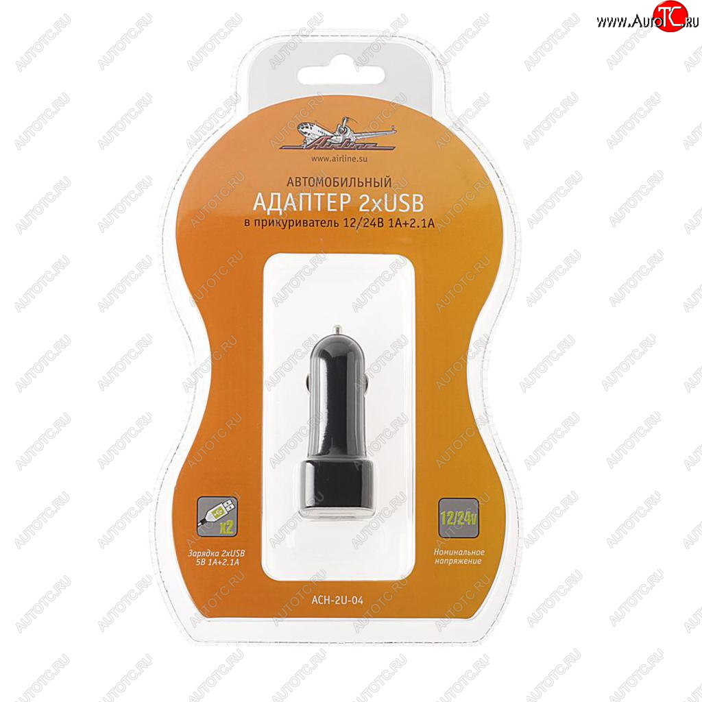 349 р. Устройство зарядное в прикуриватель 2USB 12-24V 2.1А AIRLINE AIRLINE ach-2u-04  с доставкой в г. Вологда