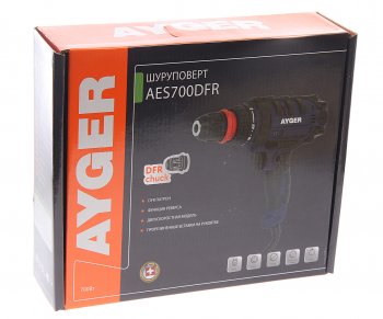 4 299 р. Шуруповерт сетевой 700Вт 22Нм 0-1800обмин. БЗП AYGER AYGER aes700dfr  с доставкой в г. Вологда. Увеличить фотографию 3
