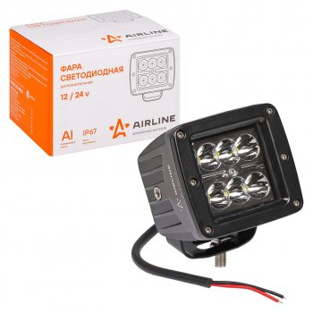 1 099 р. Фара рабочего света 82х75х75мм 18Вт 6LED (направленный свет) квадратная AIRLINE AIRLINE aled009  с доставкой в г. Вологда. Увеличить фотографию 4