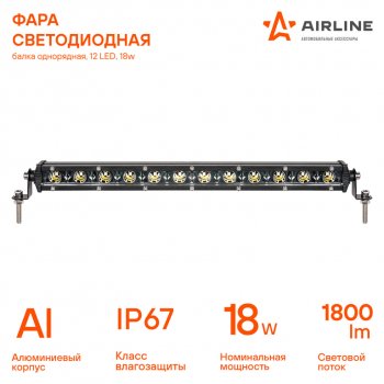 1 329 р. Фара рабочего света 343х30х47мм 18W 12LED AIRLINE AIRLINE aled063  с доставкой в г. Вологда. Увеличить фотографию 2