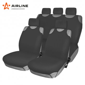 2 199 р. Универсальные чехлы сидений (майка, 7 предм., полиэстер) AIRLINE   (серые)  с доставкой в г. Вологда. Увеличить фотографию 4