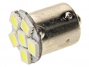 Лампа светодиодная 24V P21W BA15s 6 светодиодов белая АВТОСВЕТ АВТОСВЕТ avs-24t15-w6smd5050