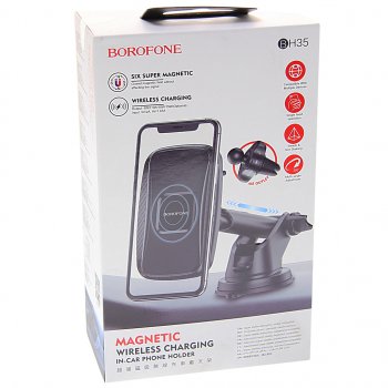 1 759 р. Держатель телефона с беспроводной зарядкой BOROFONE BOROFONE bh35 black  с доставкой в г. Вологда. Увеличить фотографию 3