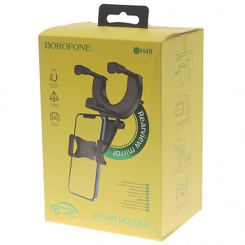 419 р. Держатель телефона на зеркало черный BOROFONE BOROFONE bh49 black  с доставкой в г. Вологда. Увеличить фотографию 4