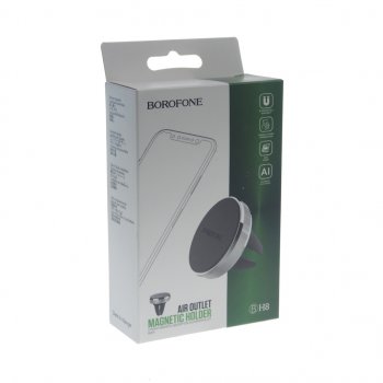 214 р. Держатель телефона на дефлектор магнитный серебристый BOROFONE BOROFONE bh8 silver  с доставкой в г. Вологда. Увеличить фотографию 3