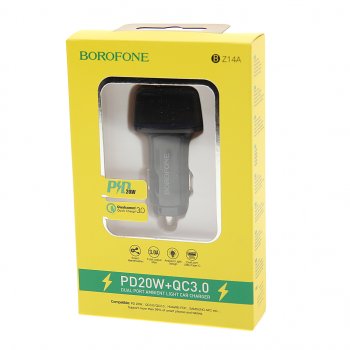 Устройство зарядное в прикуриватель 1USB + 1 Type C 12V черное BOROFONE BOROFONE bz14a black